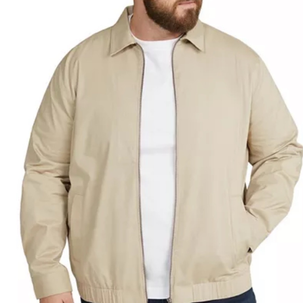 Tan Lightweight Shirt Jacket with Relaxed Fit and Ribbed Cuffs